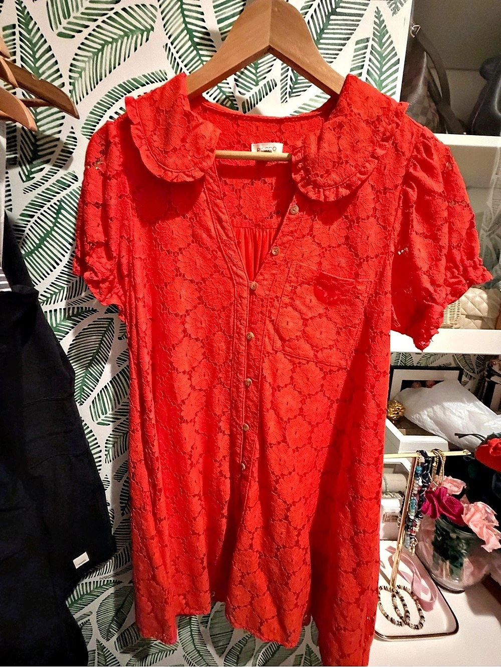 PILCRO Keira Mini Dress Red Lace Size Small